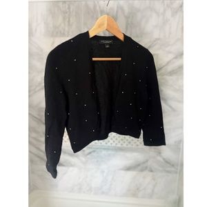 Cashmere black bolero sweater with rhinestones